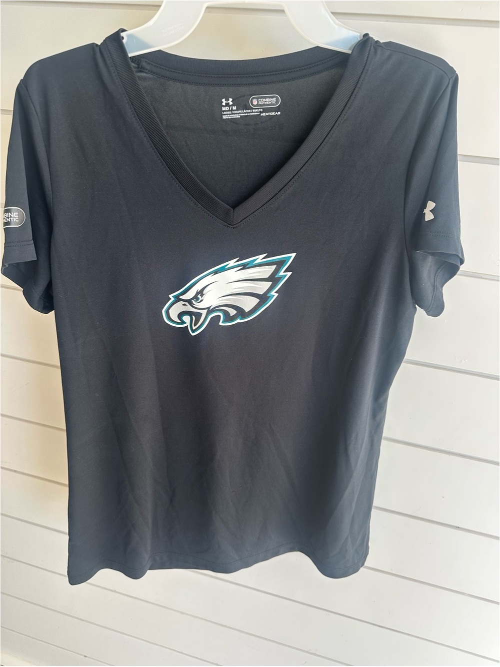 Under Armour Black Philadelphia Eagles V-Neck Tee with Teal Accent